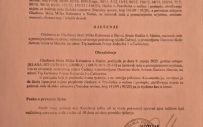 OTVARANJE PODRUČNOG ODJELA U ČAČINCI (Rješenje)