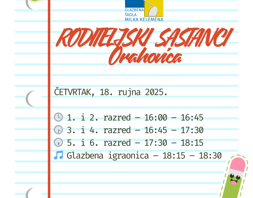 OBAVIJEST ZA RODITELJE – PO ORAHOVICA